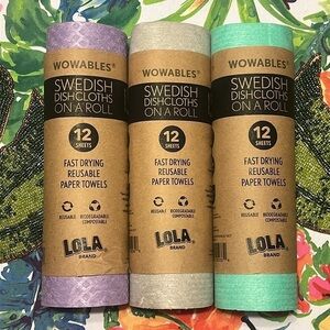 Brand New Pack of 3 Rolls Swedish Dishcloths Reusable Paper Towels Fast Drying